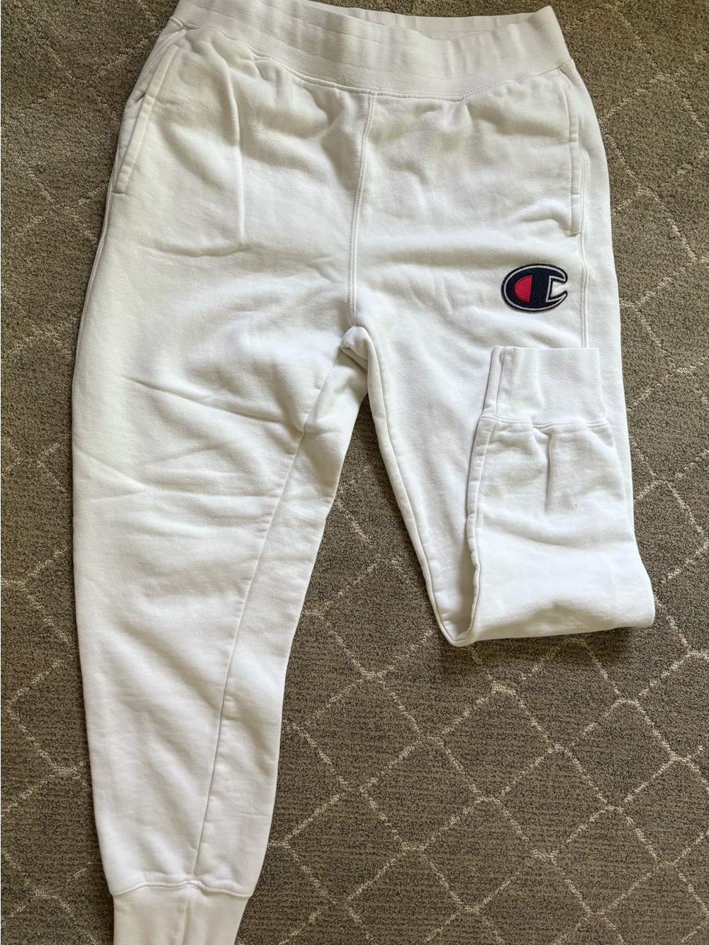 Champion White Logo Jogger Pants